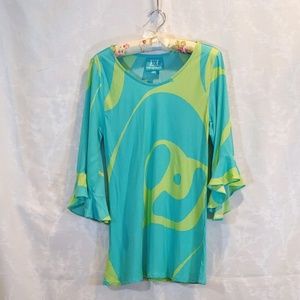 Escapada | Abstract Ruffle Sleeve Tunic | XS